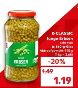 Kaufland K-CLASSIC Junge Erbsen sehr fein Angebot