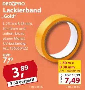 Sonderpreis Baumarkt DECOPRO Lackierband "Gold" Angebot