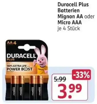 Rossmann Duracell Plus Batterien Mignon AA oder Micro AAA Angebot