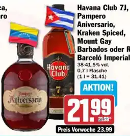 HIT Havana Club 7J, Pampero Aniversario, Kraken Spiced, Mount Gay Barbados oder R Barceló Imperial Angebot
