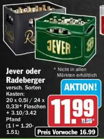 HIT Jever oder Radeberger Angebot