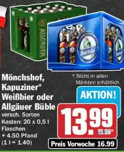 HIT Mönchshof, Kapuziner* Weißbier oder Allgäuer Büble Angebot