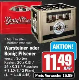 HIT Warsteiner oder König Pilsener Angebot