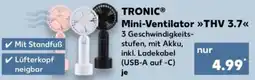 Kaufland TRONIC® Mini-Ventilator »THV 3.7« Angebot