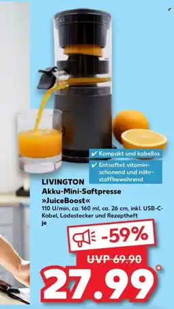 Kaufland LIVINGTON Akku-Mini-Saftpresse JuiceBoost Angebot