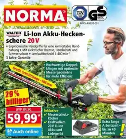 Norma WALTER Li-Ion Akku-Heckenschere 20V Angebot