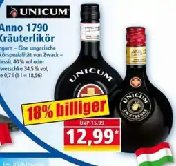 Norma UNICUM Anno 1790 Kräuterlikör Classic Angebot