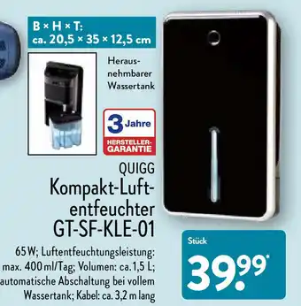 Aldi Nord Quigg Kompakt Luftentfeuchter GT-SF-KLE-01 Angebot