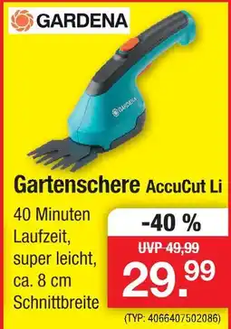 Zimmermann Gardena gartenschere accucut li Angebot