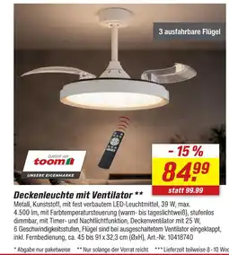toom Baumarkt Toom deckenleuchte mit ventilator Angebot