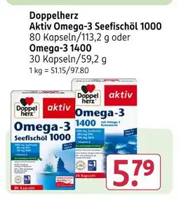 Rossmann Doppelherz aktiv omega-3 seefischöl 1000 oder omega-3 1400 Angebot