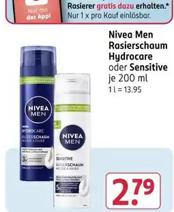 Rossmann Nivea men rasierschaum hydrocare oder sensitive Angebot