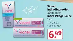 Rossmann Vionell intim-hydro-gel oder intim-pflege-salbe Angebot