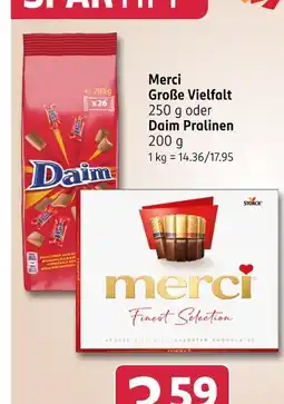 Rossmann Merci oder daim pralinen Angebot