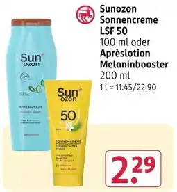 Rossmann Sunozon sonnencreme lsf 50 oder aprèslotion melaninbooster Angebot