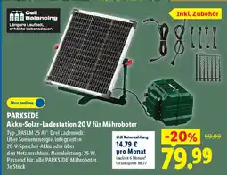 Lidl PARKSIDE Akku-Solar-Ladestation 20 V für Mähroboter Typ „PASLM 25 A1". Angebot