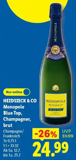 Lidl HEIDSIECK & CO Monopole Blue Top, Champagner, brut Angebot