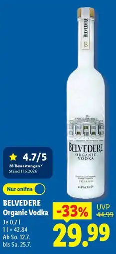 Lidl BELVEDERE Organic Vodka Angebot