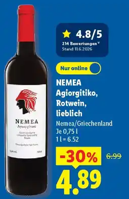 Lidl NEMEA Agiorgitiko, Rotwein, lieblich Angebot