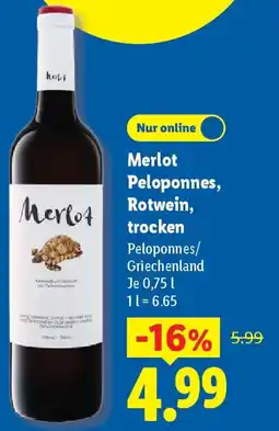 Lidl Merlot Peloponnes, Rotwein, trocken Angebot