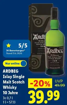 Lidl ARDBEG Islay Single Malt Scotch Whisky 10 Jahre Angebot
