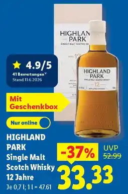 Lidl HIGHLAND PARK Single Malt Scotch Whisky 12 Jahre Angebot