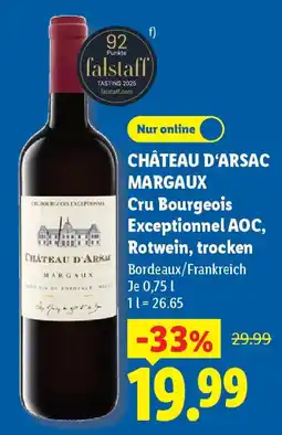 Lidl CHÂTEAU D'ARSAC MARGAUX Cru Bourgeois Exceptionnel AOC, Rotwein, trocken Angebot