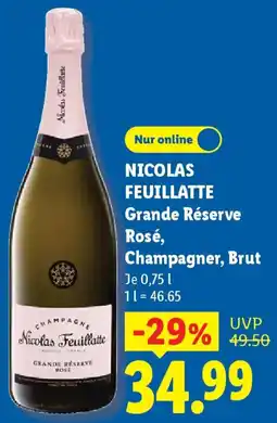 Lidl NICOLAS FEUILLATTE Grande Réserve Rosé, Champagner, Brut Angebot
