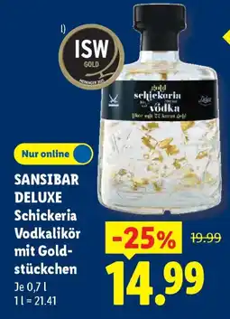 Lidl SANSIBAR DELUXE Schickeria Vodkalikör mit Goldstückchen Angebot