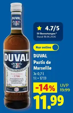 Lidl DUVAL Pastis de Marseille Angebot