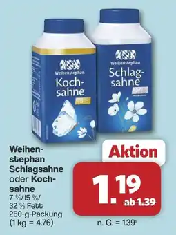 Famila Nord West Weihenstephan Schlagsahne oder Kochsahne Angebot