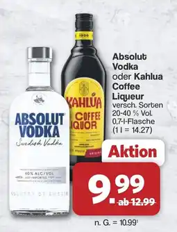 Famila Nord West Absolut Vodka oder Kahlua Coffee Liqueur Angebot