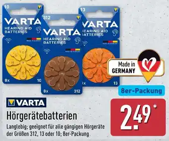 Aldi Nord VARTA Hörgerätebatterien Angebot