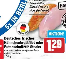 HIT Deutsches frisches Hähnchenbrustfilet oder Putenschnitzel/Steaks Angebot