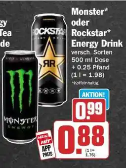 HIT Monster* oder Rockstar* Energy Drink Angebot