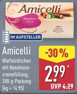Aldi Nord Amicelli Waffelröllchen mit Haselnuss-cremefüllung Angebot