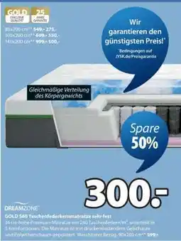Jysk DREAMZONE GOLD S60 Taschenfederkernmatratze Angebot