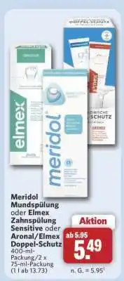 Combi Meridol Mundspülung oder Elmex Zahnspülung Sensitive oder Aronal/Elmex Doppel-Schutz Angebot
