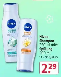 Rossmann Nivea Shampoo 250 ml oder Spülung 200 ml Angebot