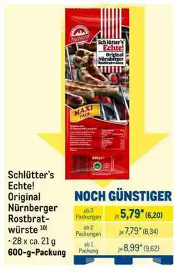METRO Schlütter's Echte! Original Nürnberger Rostbratwürste Angebot