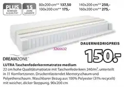 Jysk DREAMZONE LUTRA Taschenfederkernmatratze medium Angebot
