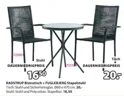 Jysk RADSTRUP Bistrotisch + FUGLEBJERG Stapelstuhl Angebot