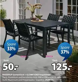 Jysk MADERUP Gartentisch + GLOMFJORD Stapelstuhl Angebot