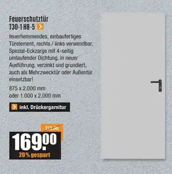 V Baumarkt Feuerschutztür T30-1 H8-5 Angebot