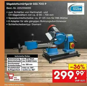 Netto Marken-Discount Güde Sägeblattschärfgerät Gss700p Angebot