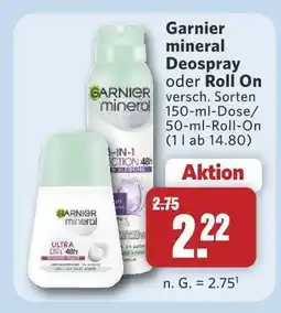 Combi Garnier mineral deospray oder roll on Angebot