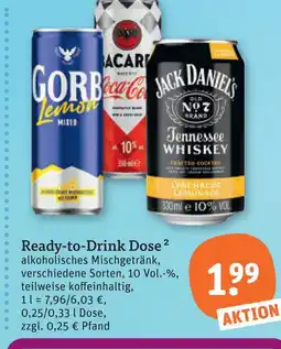 tegut Bacardi, jack daniels, gorbatschow ready-to-drink dose Angebot
