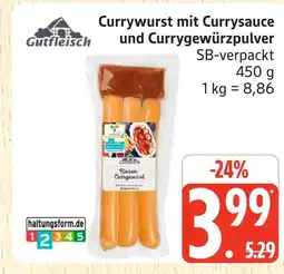 Marktkauf Gutfleisch currywurst mit currysauce und currygewürzpulver Angebot