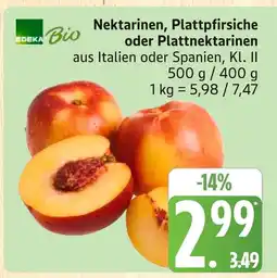 Marktkauf Edeka bio nektarinen, plattpfirsiche oder plattnektarinen Angebot