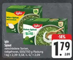 E-Center Iglo würz-spinat mit zwiebeln Angebot
